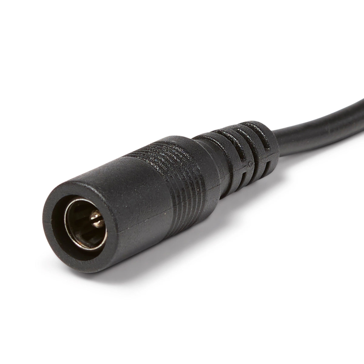 A close up photo of a black electrical connector on a white background