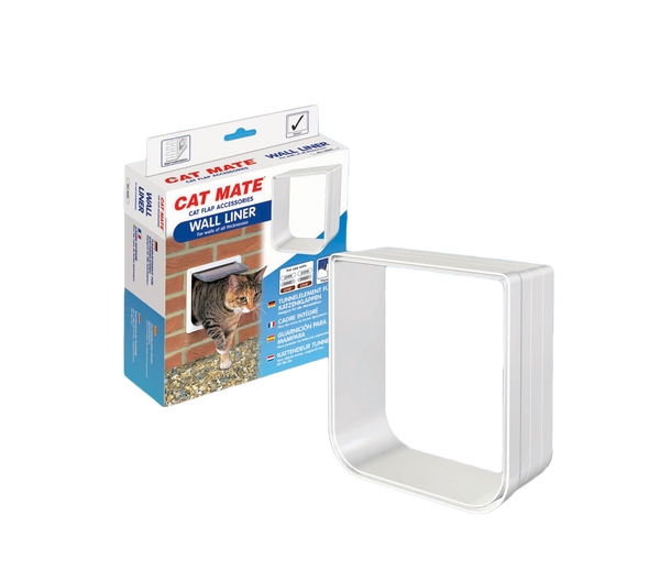 A white cat mate wall liner and packaging against a clear background.