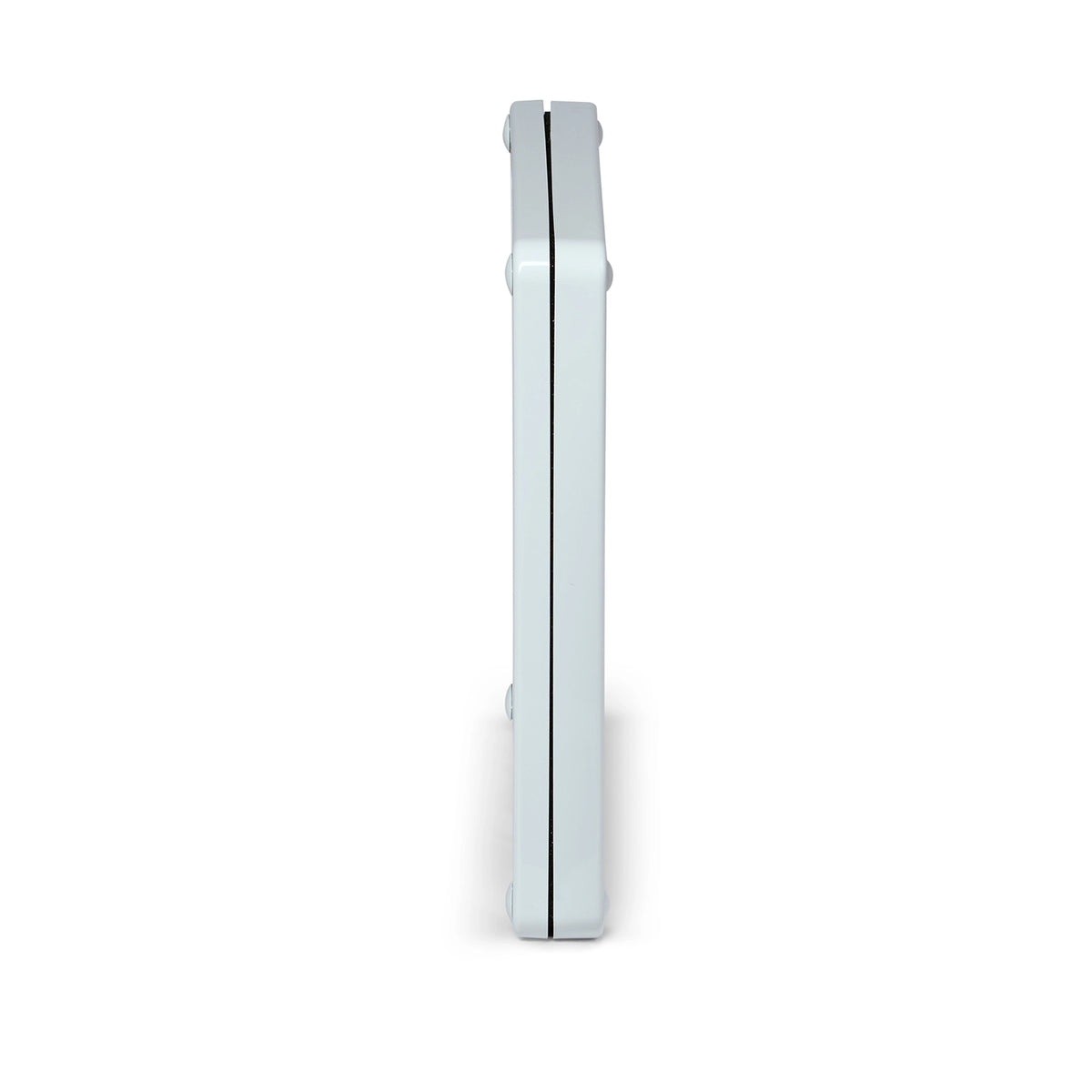 Side view of the white lockable cat flap which can be installed in interior or exterior doors